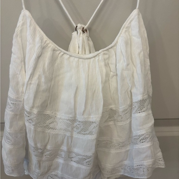 Free People white lace cropped flowy cami blouse size L - Picture 14 of 15